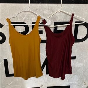 Women's Mustard and Burgundy Tank Tops